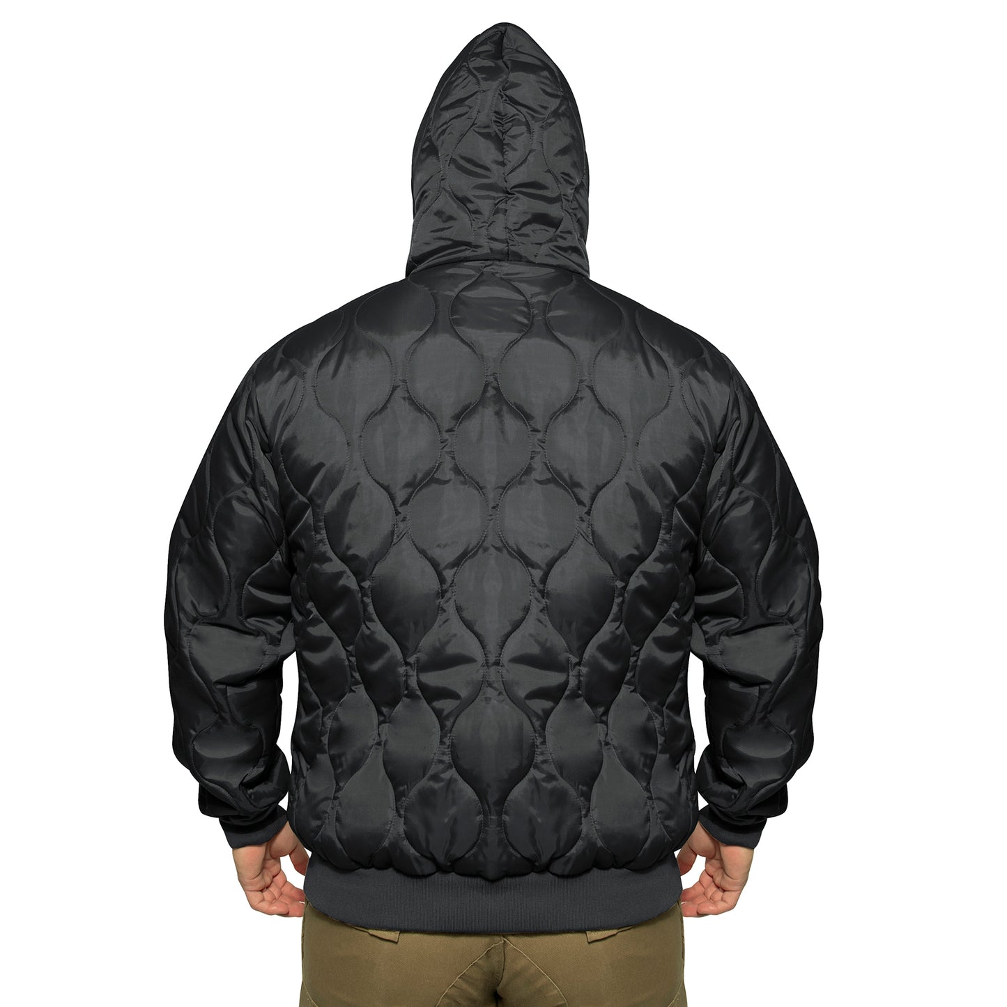 Men's Quilted Woobie Hoodie Sweatshirt With US Flag Patch