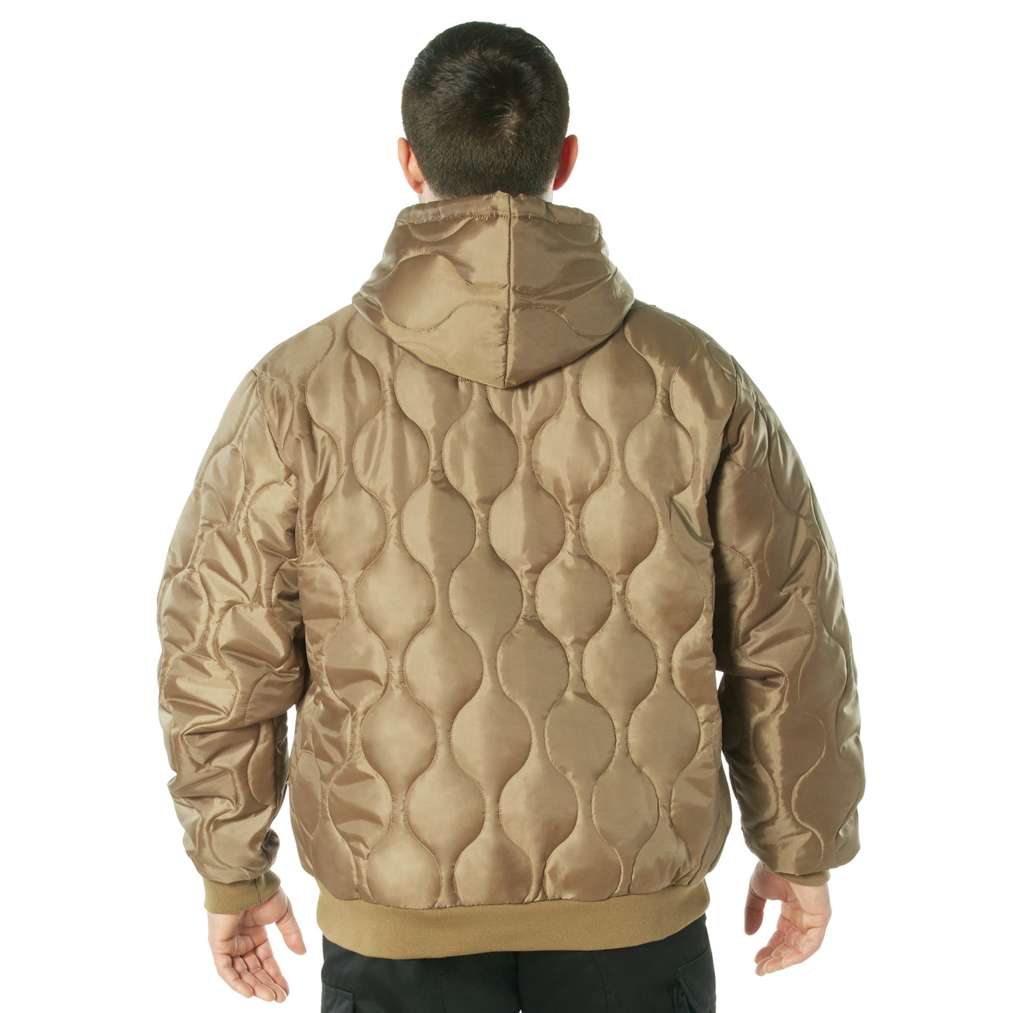 Men's Quilted Woobie Hoodie Sweatshirt With US Flag Patch