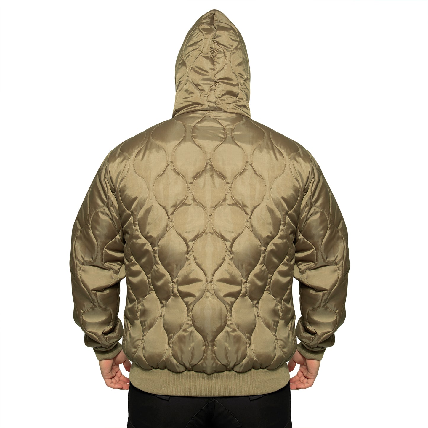 Men's Quilted Woobie Hoodie Sweatshirt With US Flag Patch