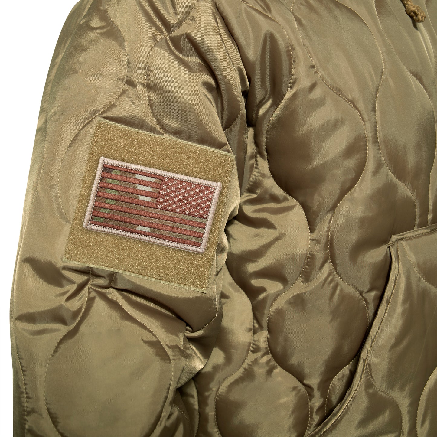 Men's Quilted Woobie Hoodie Sweatshirt With US Flag Patch