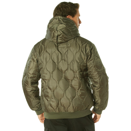 Men's Quilted Woobie Hoodie Sweatshirt With US Flag Patch