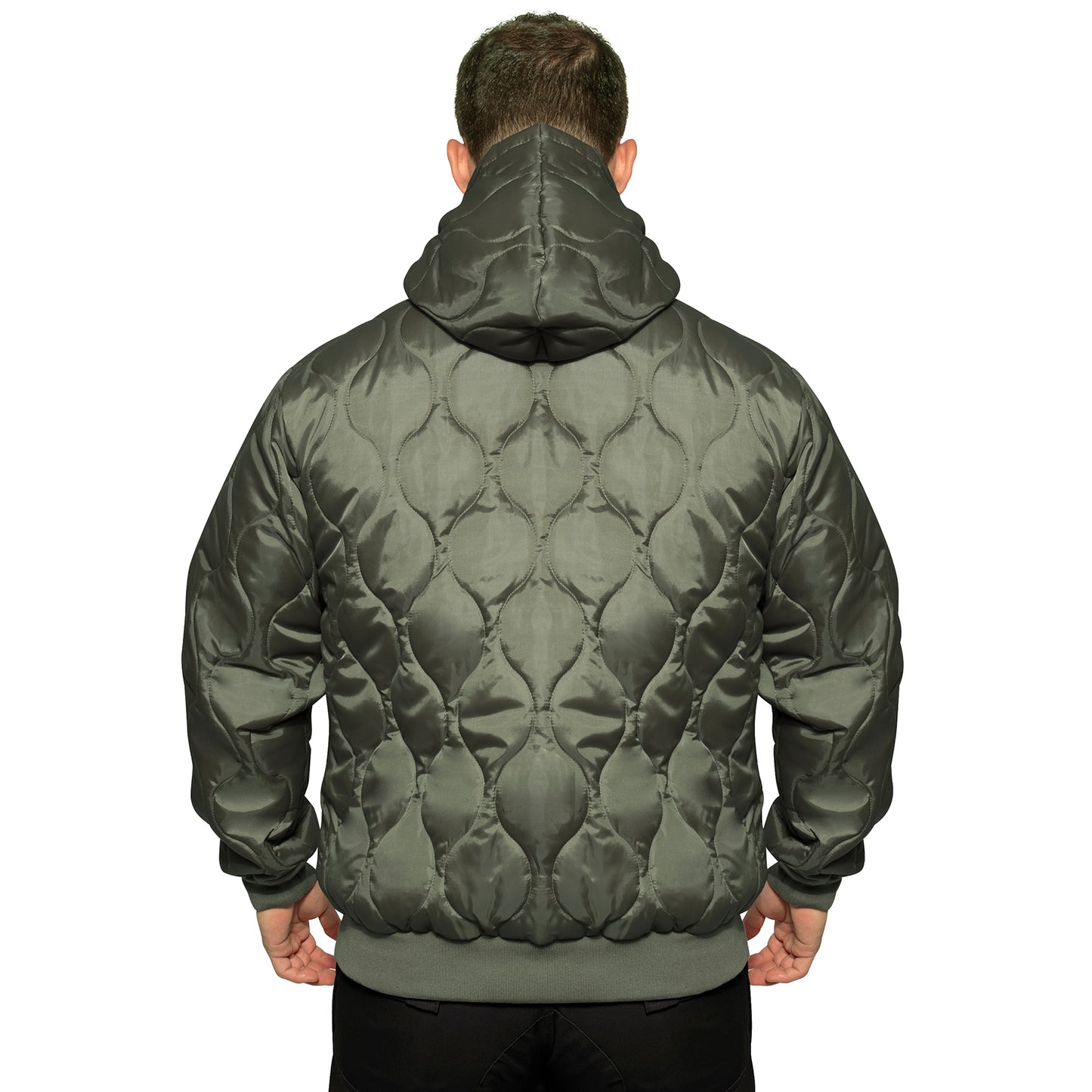 Men's Quilted Woobie Hoodie Sweatshirt With US Flag Patch