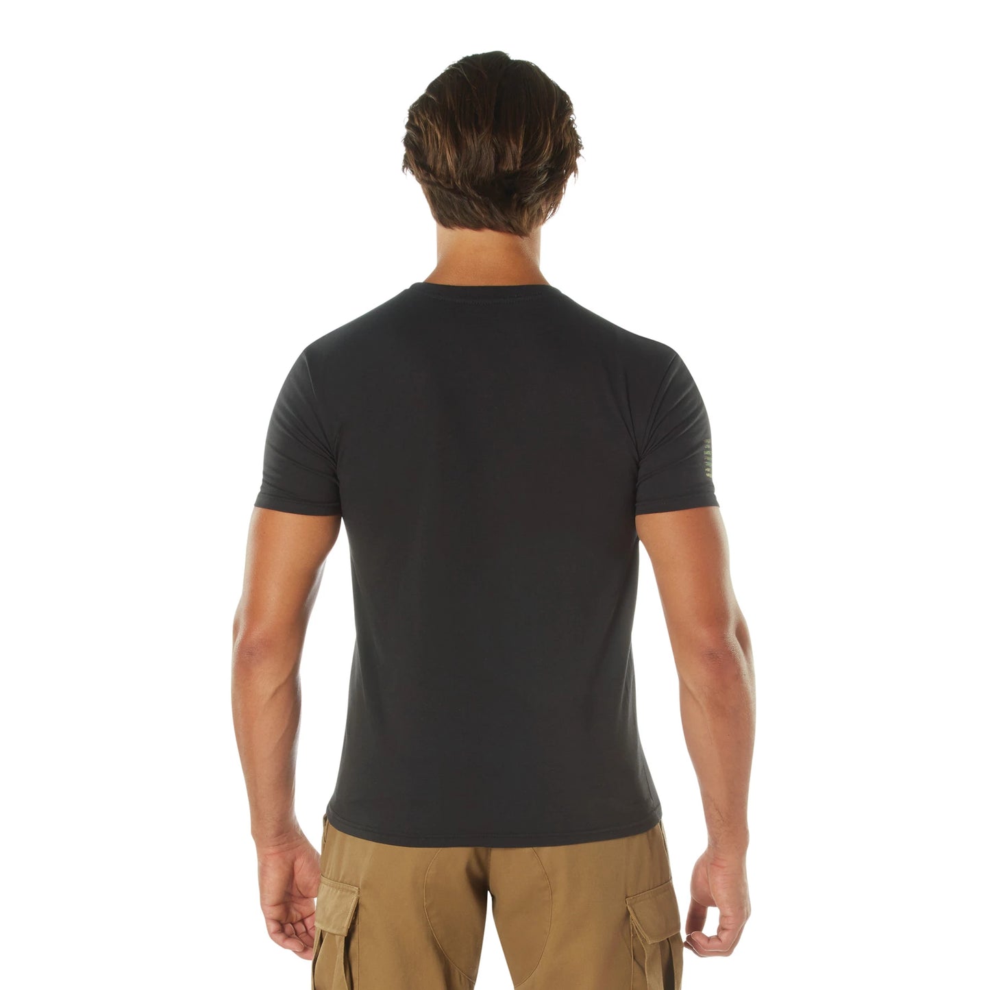 Rothco Men's Athletic Fit Black T-Shirt w/ Camo US Flag
