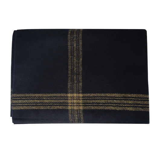 Rothco Navy with Gold Stripe Wool Blanket - Outdoor Blanket 62" x 80"