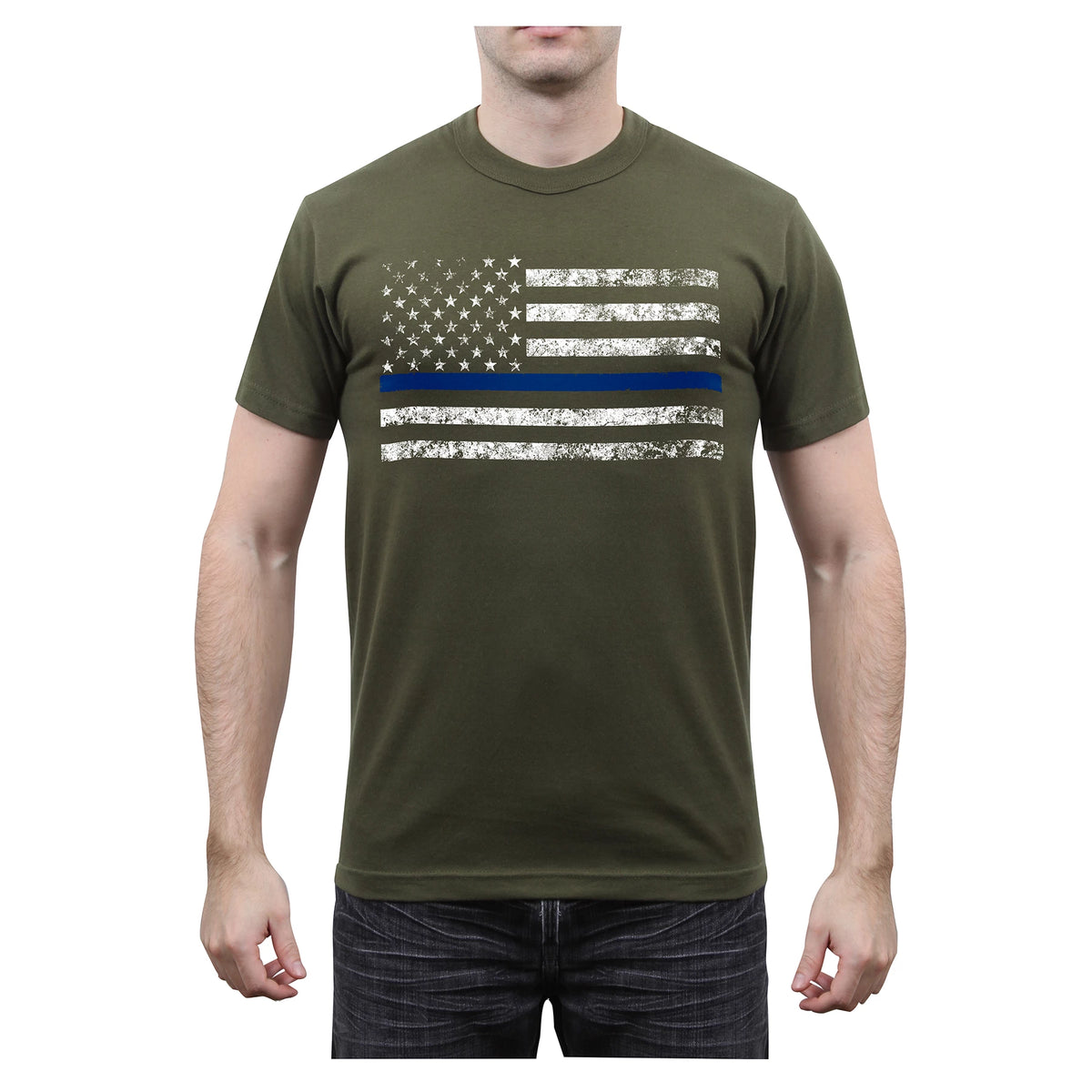 Rothco Olive Drab Thin Blue Line T-Shirt - Enforcement Support Tee Shirt