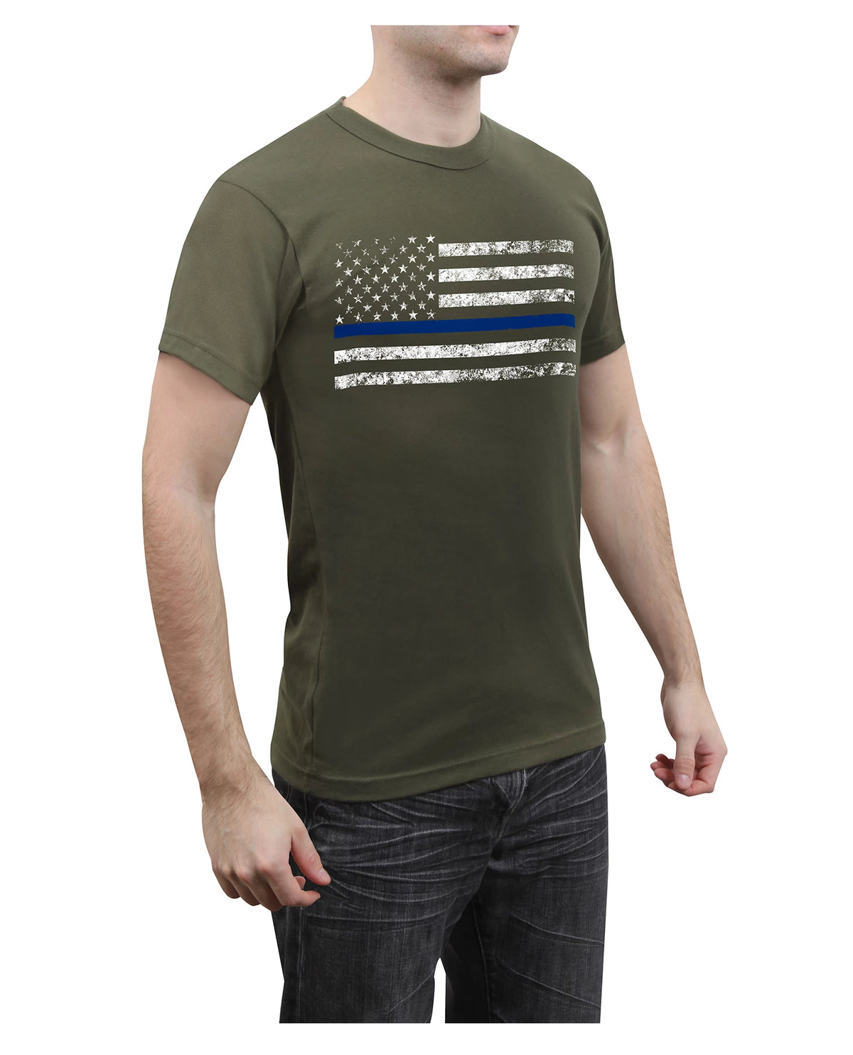 Rothco Olive Drab Thin Blue Line T-Shirt - Enforcement Support Tee Shirt