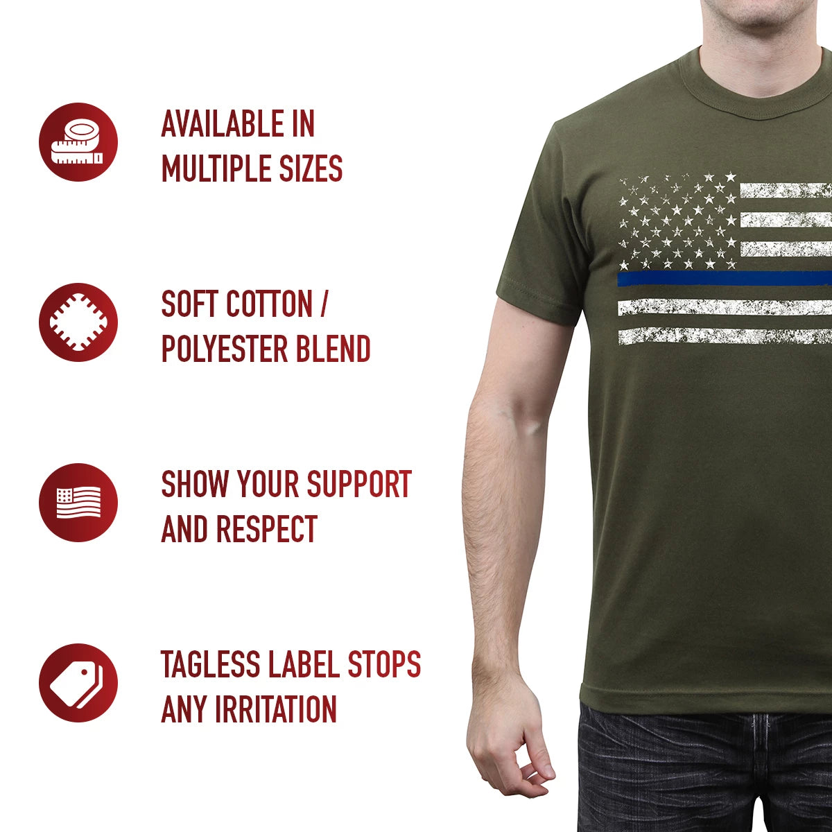 Rothco Olive Drab Thin Blue Line T-Shirt - Enforcement Support Tee Shirt