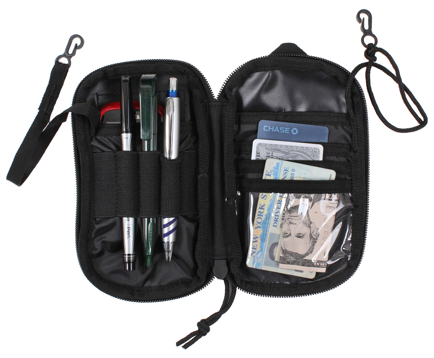 Tactical Wallet Black MOLLE Compatible ID Cash Money Holder w/ Pockets & Straps