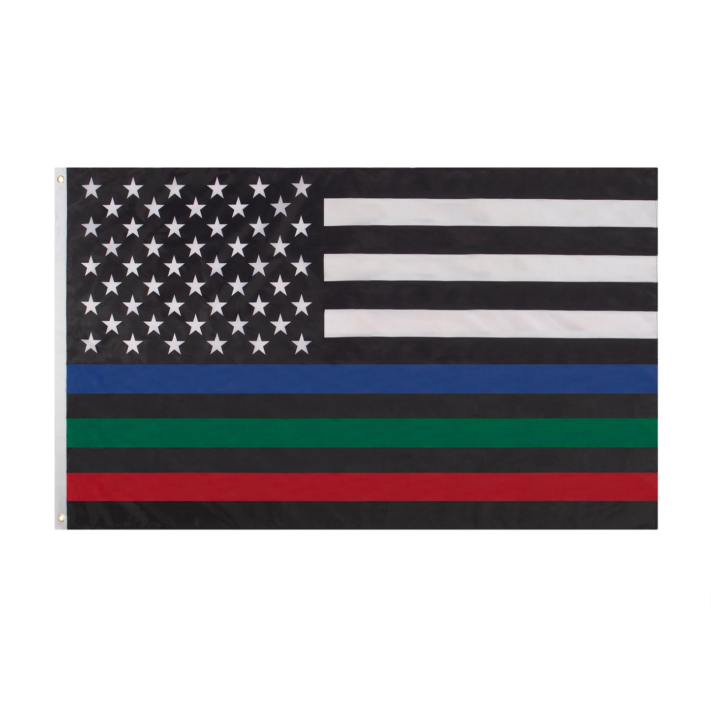 Rothco Thin Red, Blue, and Green Line US Flag - 3' X 5' American Flag w/ TBL