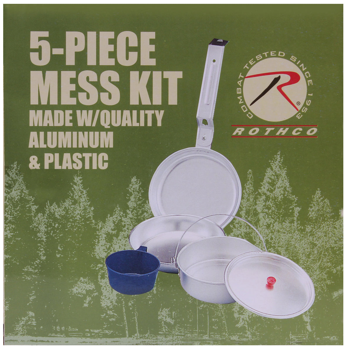 Rothco 5-Piece Mess Kit Cookware Camping Set GI Style Chow Kit – Grunt ...