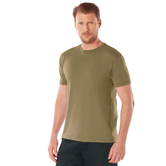 Men's Athletic Fit Solid Color T-Shirt in Brown - Rothco Poly/Cotton Undershirt