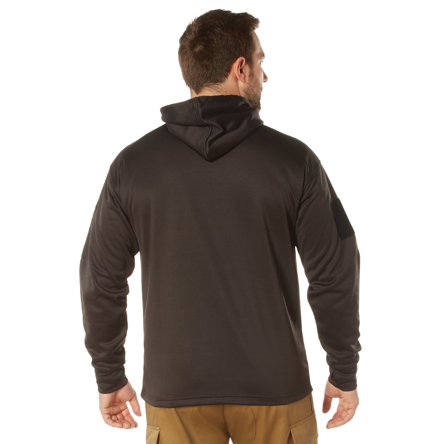 Mens Black Concealed Carry Tactical Hooded Hoodie Sweatshirt & USA Flag Patch