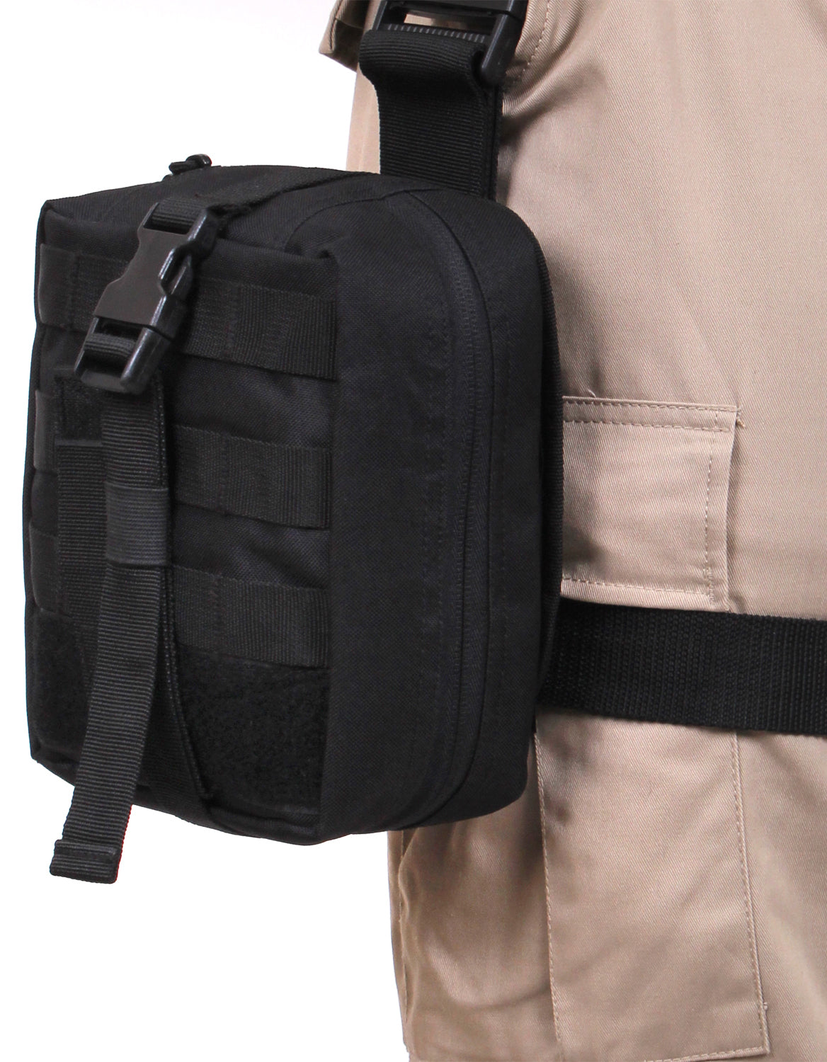 Rothco Black Drop Leg Detachable Utility Pouch - MOLLE EMT Thigh Pouches 20755