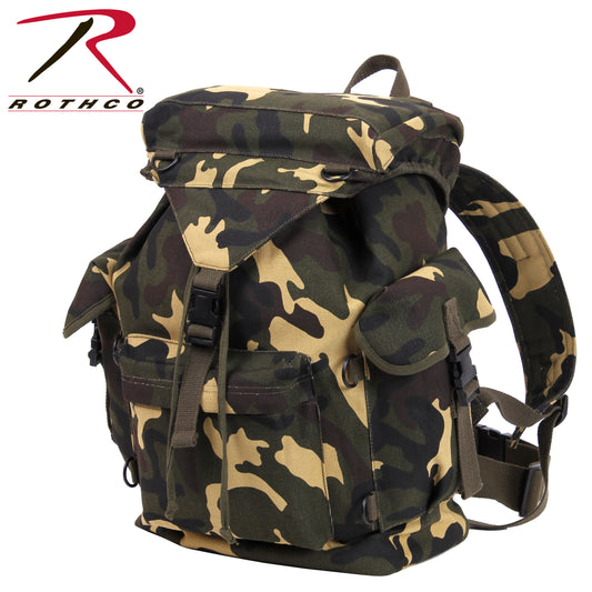 Woodland Camouflage Backpack - Canvas Outdoorsman Hiking Rucksack Bag