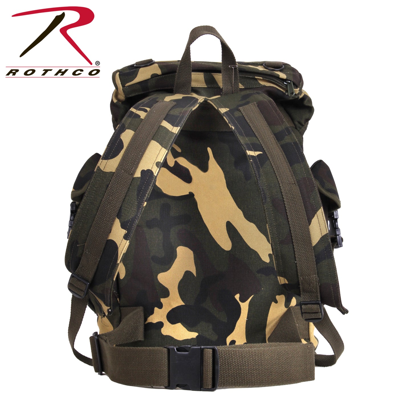 Woodland Camouflage Backpack - Canvas Outdoorsman Hiking Rucksack Bag