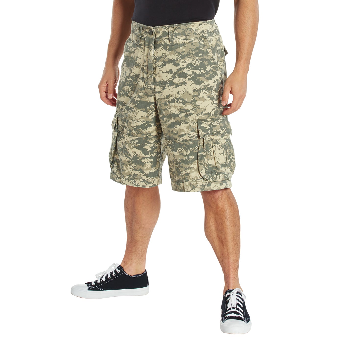 Vintage Infantry Cargo Shorts - Utility Digital Camo Shorts - Relaxed Fit