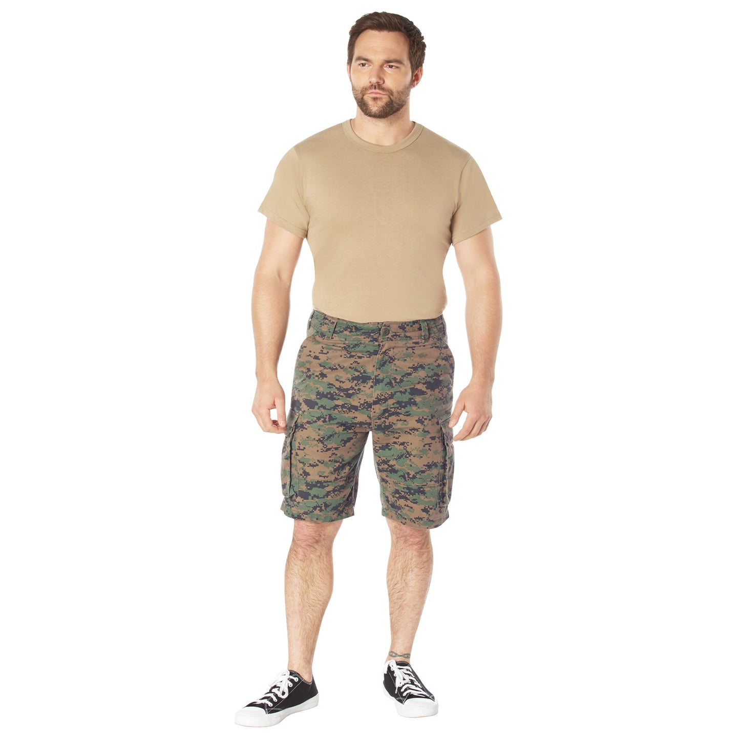 Vintage Infantry Cargo Shorts - Utility Digital Camo Shorts - Relaxed Fit