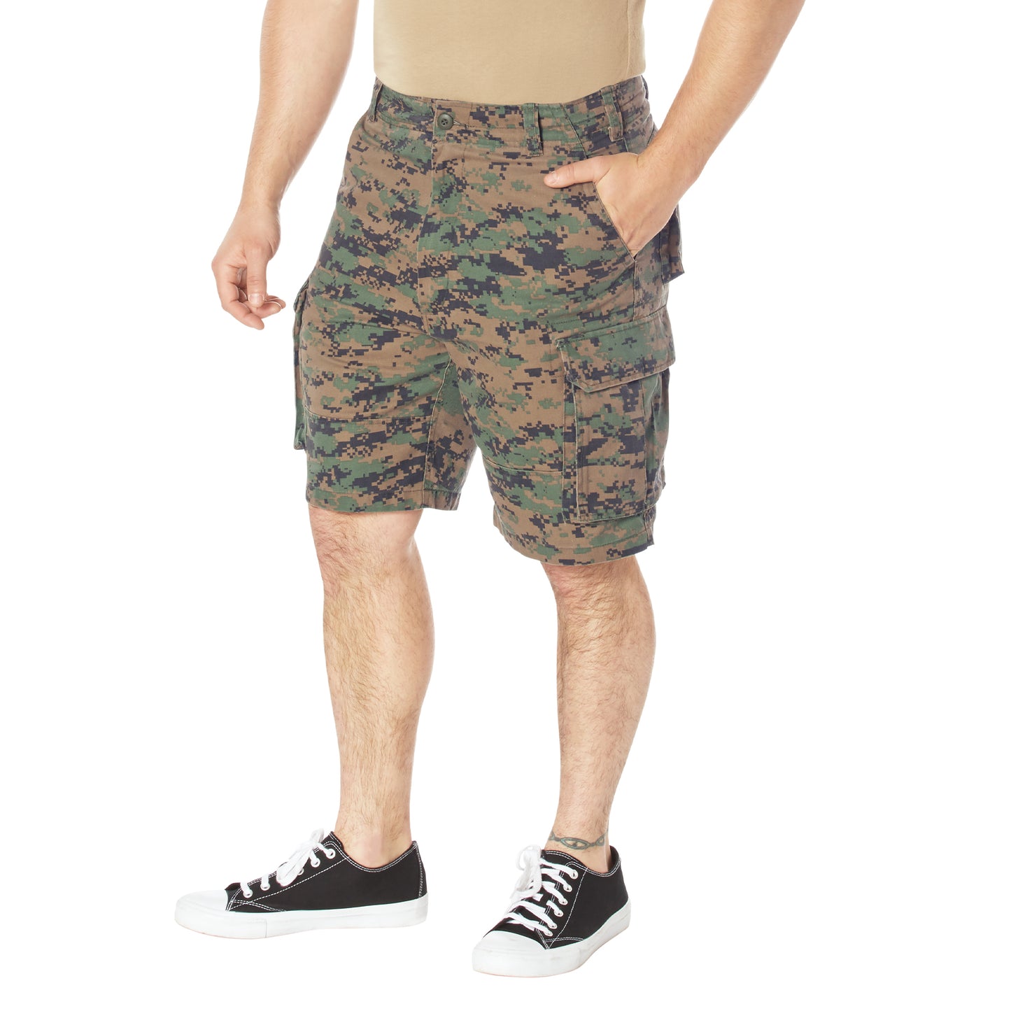 Vintage Infantry Cargo Shorts - Utility Digital Camo Shorts - Relaxed Fit