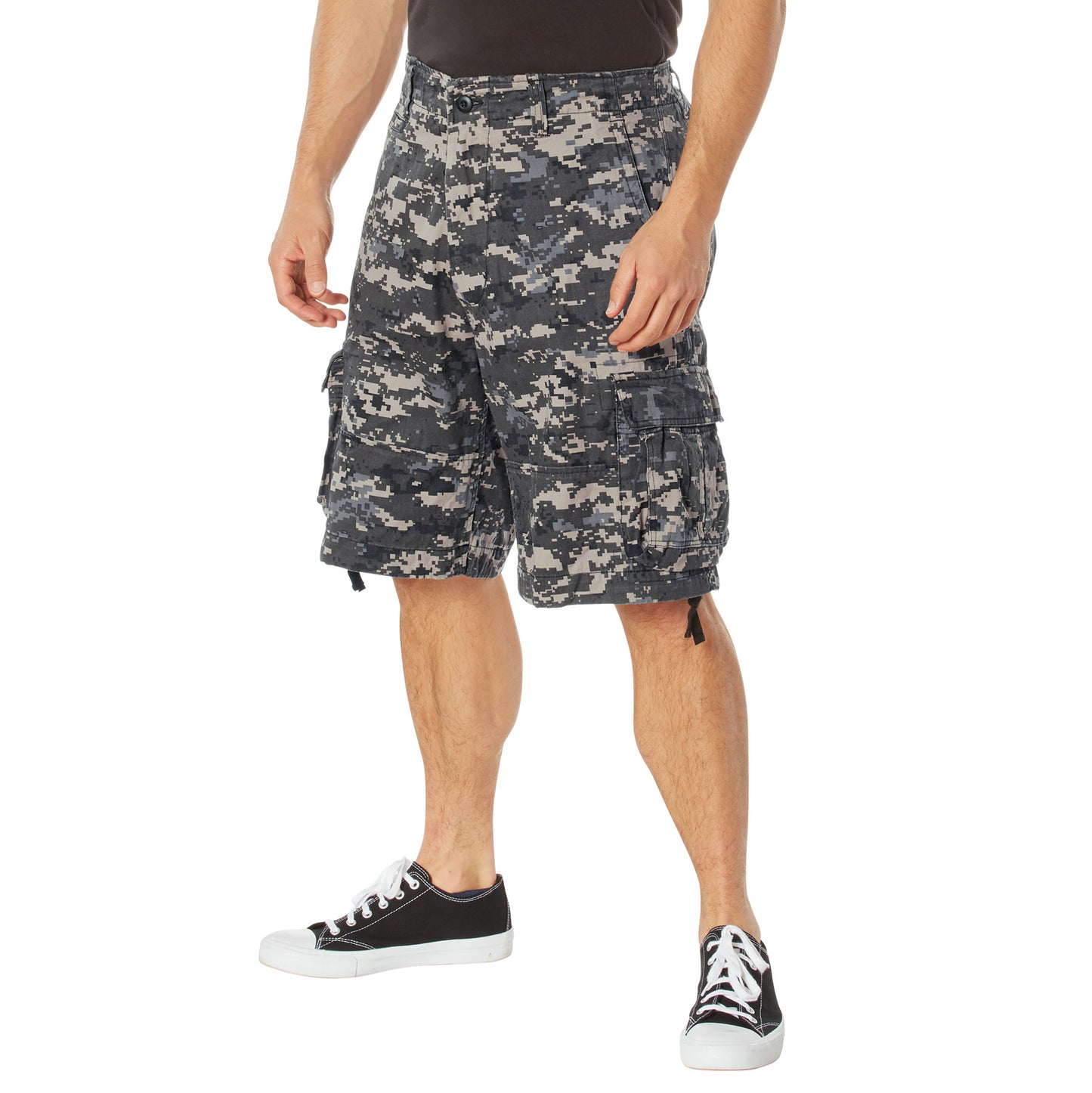 Vintage Infantry Cargo Shorts - Utility Digital Camo Shorts - Relaxed Fit