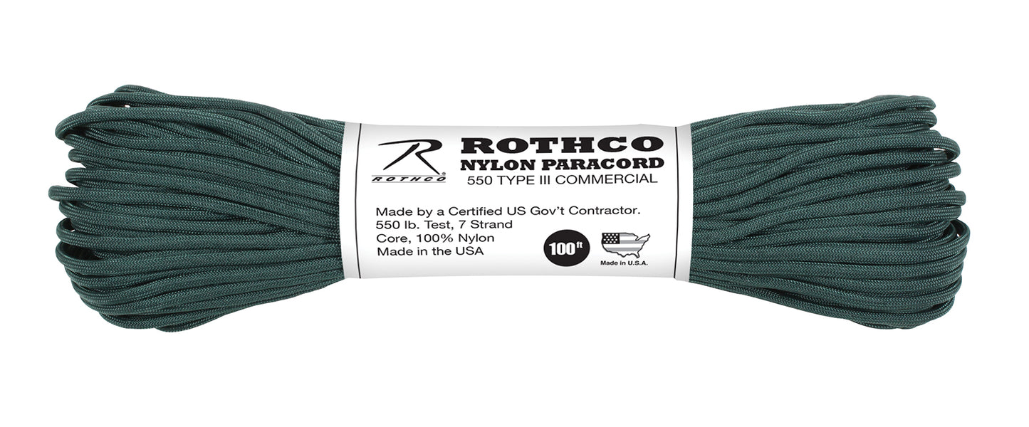 550lb Type III Nylon Parachute Paracord 100 Feet Mil-Spec 7-Strand Core US Made