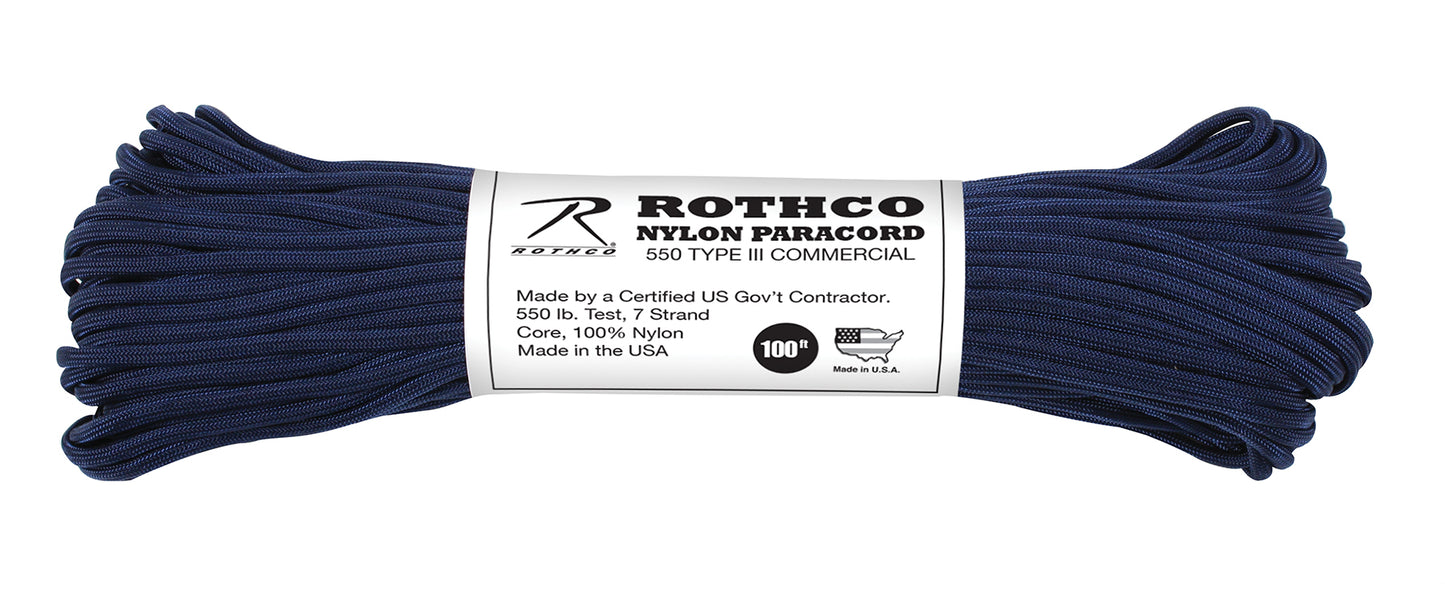550lb Type III Nylon Parachute Paracord 100 Feet Mil-Spec 7-Strand Core US Made