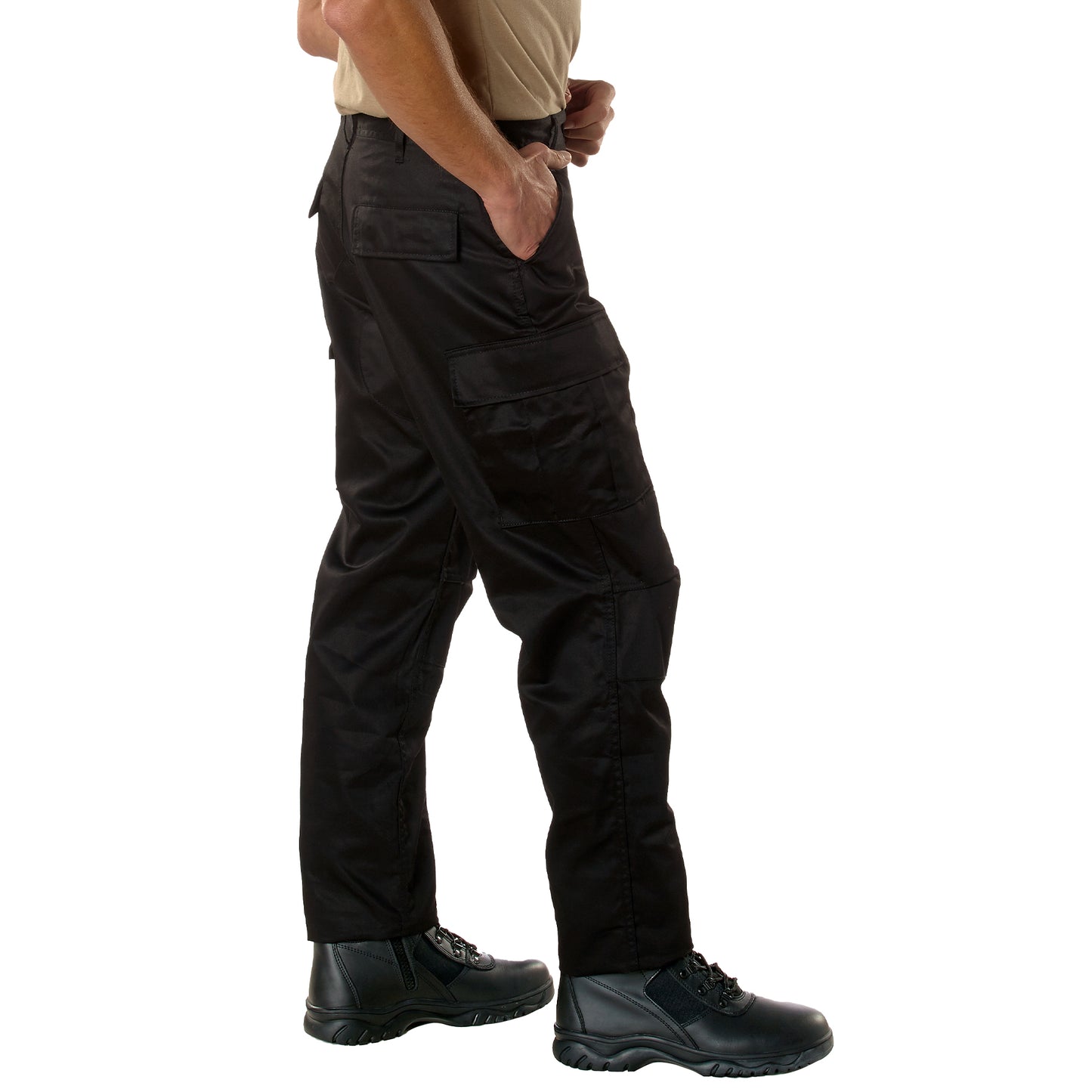 Relaxed Fit BDU Cargo Pants Black & Camouflage Zip Fly Mens Camo Battle Pants