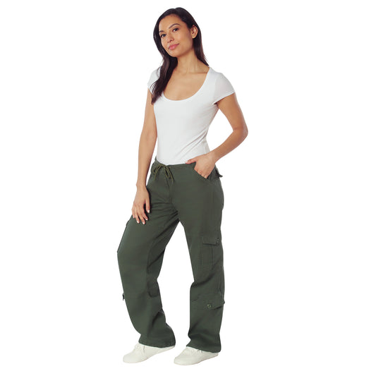 Womens Vintage Paratrooper Fatigue Cargo Pants - Camo Camoflauge