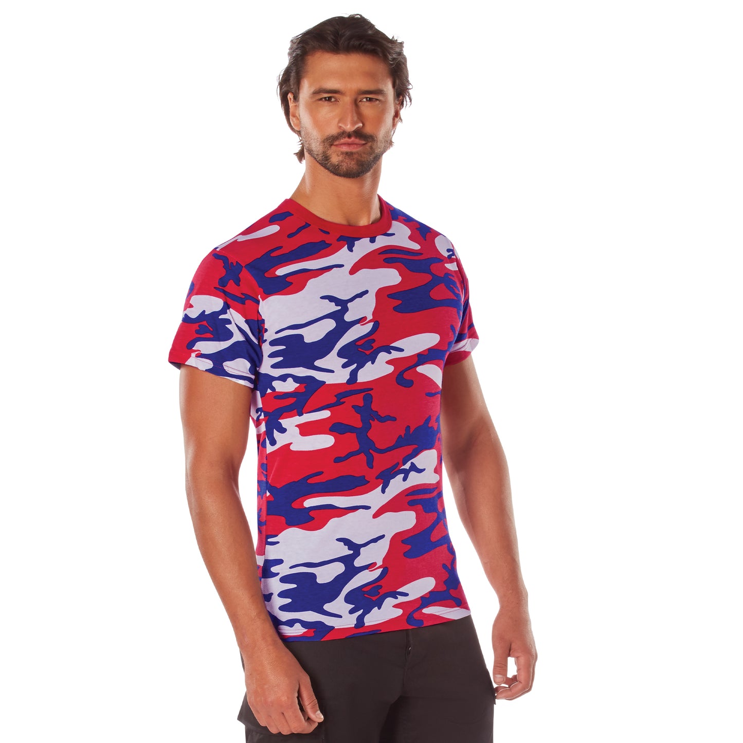 Men's American Camo Short Sleeve T-Shirt - Rothco Red White Blue Color Camo Tee