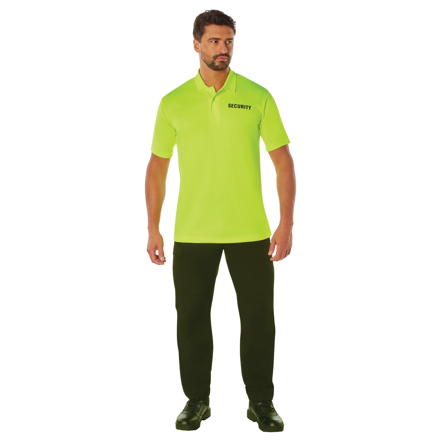 Men's Moisture Wicking Security Polo Shirt Midnight Navy or Safety Green