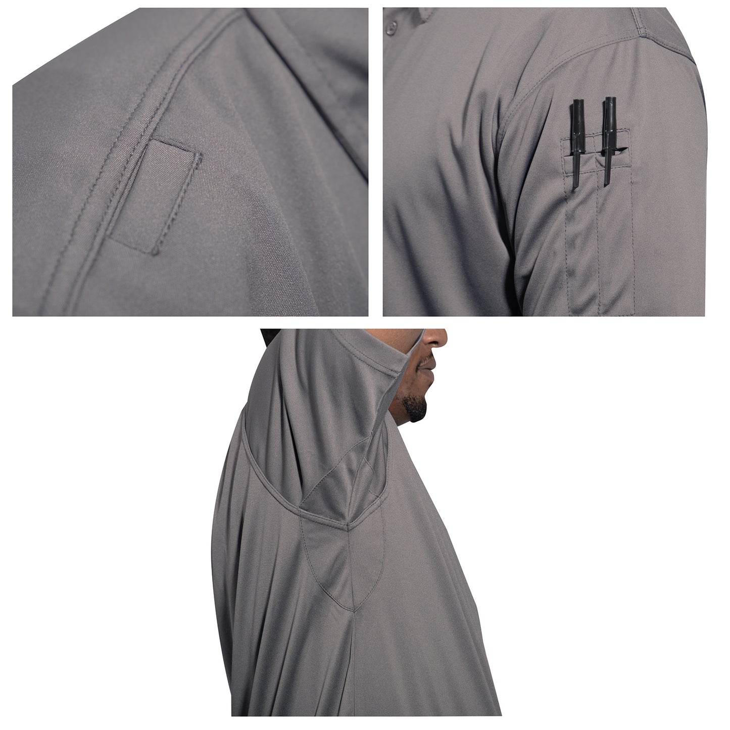 Men's Tactical Performance Polo Shirt In Grey or Red 3-Button Polyester Golf