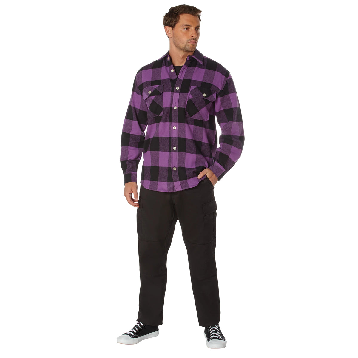 Rothco Extra Heavyweight Buffalo Plaid Purple Flannel Shirt - 100% Cotton