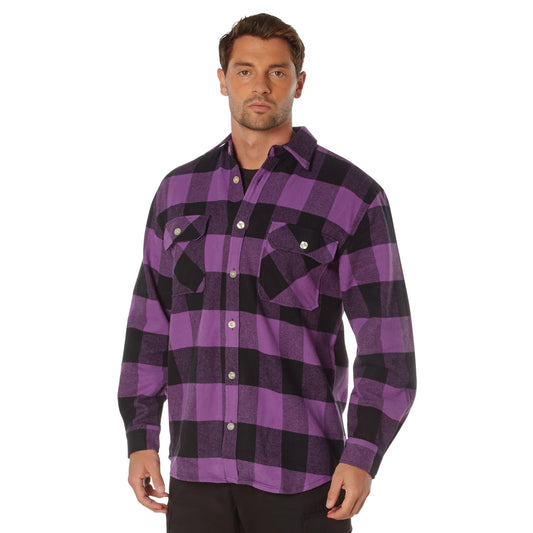 Rothco Extra Heavyweight Buffalo Plaid Purple Flannel Shirt - 100% Cotton