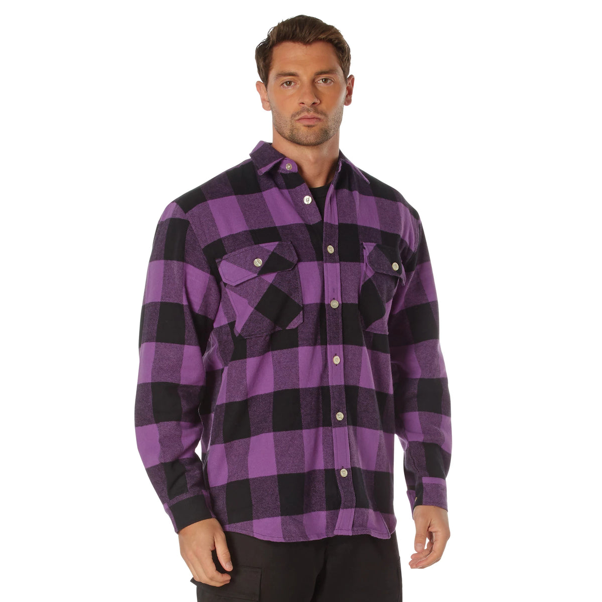 Rothco Extra Heavyweight Buffalo Plaid Purple Flannel Shirt - 100% Cotton
