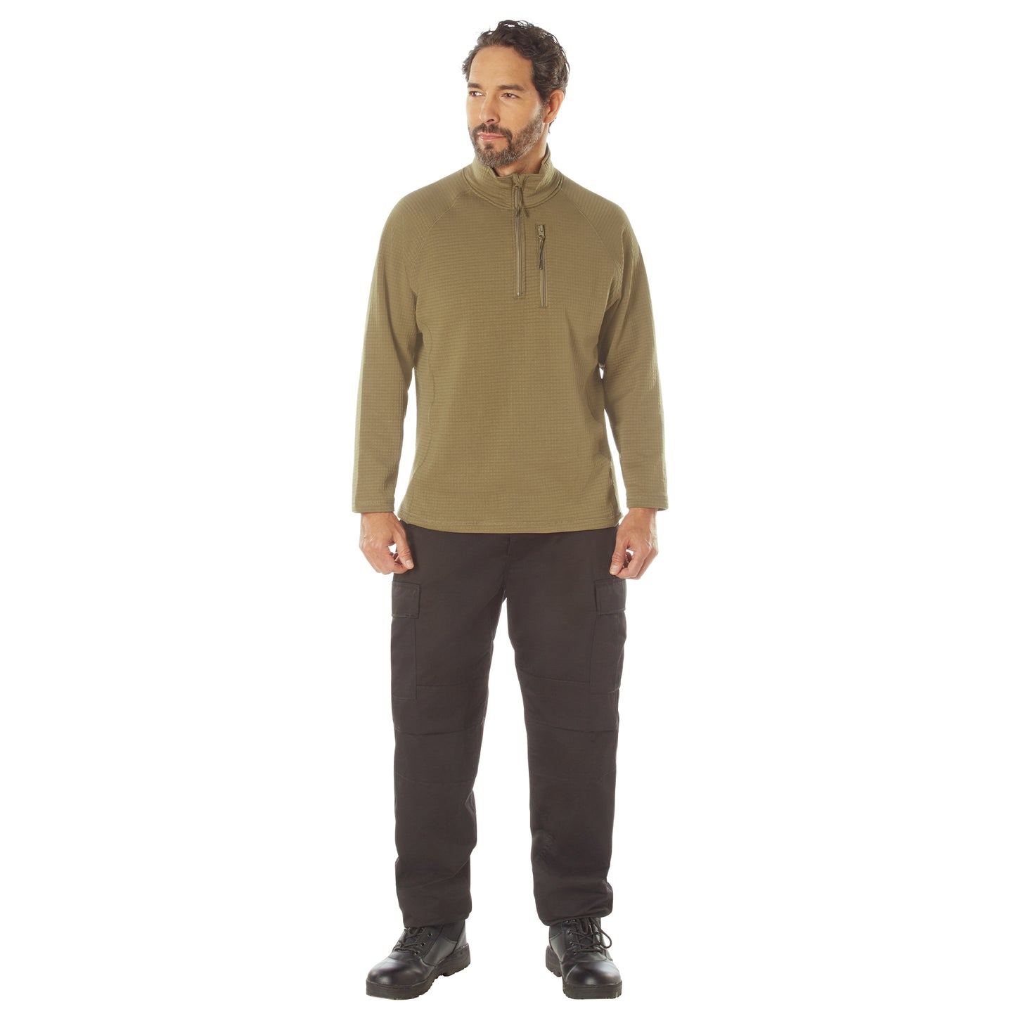 Men's Grid Fleece Qurarter-Zip Pullover Sweatshirt Breathable & Flexible