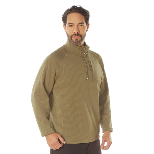 Men's Grid Fleece Qurarter-Zip Pullover Sweatshirt Breathable & Flexible