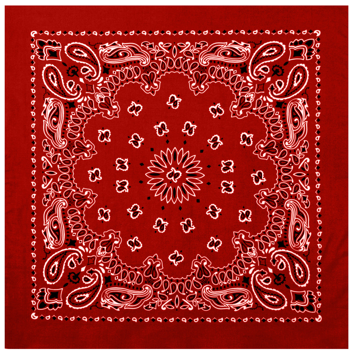 6-PACK Big Red Paisley Bandanas Six Extra Large Trainmen Cotton Biker Headwraps