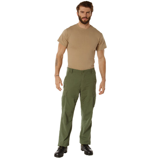 Vintage Vietnam Fatigue Cargo Pants Rip-Stop - Olive Drab 100% Cotton Rip-Stop