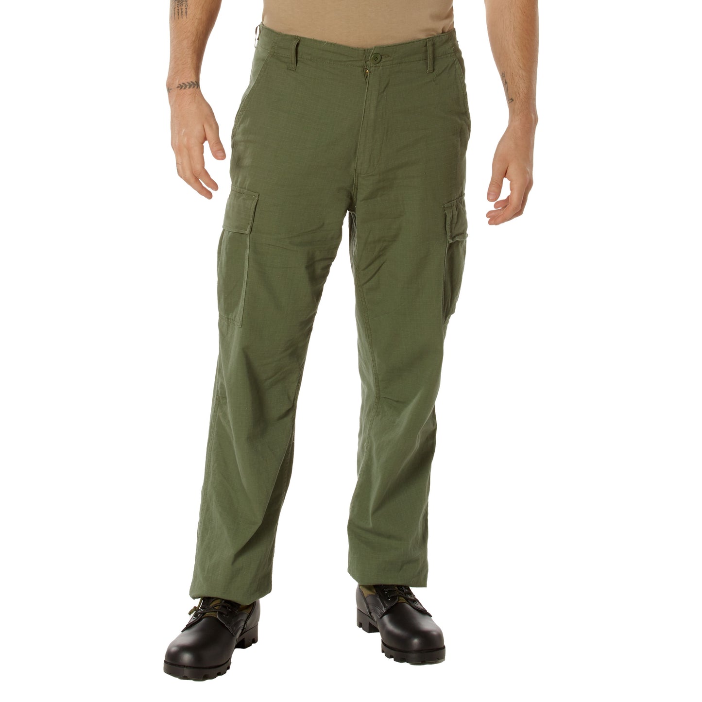 Vintage Vietnam Fatigue Cargo Pants Rip-Stop - Olive Drab 100% Cotton Rip-Stop