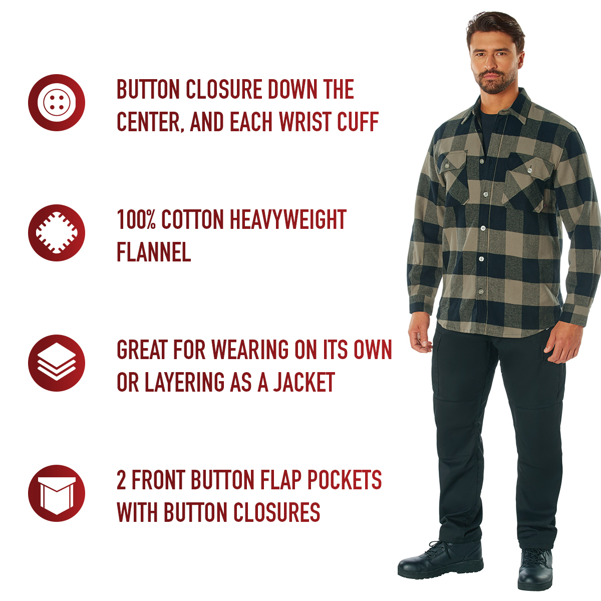 Men's Extra Heavyweight Brawny Buffalo Plaid Flannel Shirt