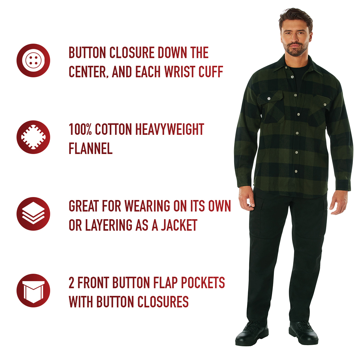 Men's Extra Heavyweight Brawny Buffalo Plaid Flannel Shirt