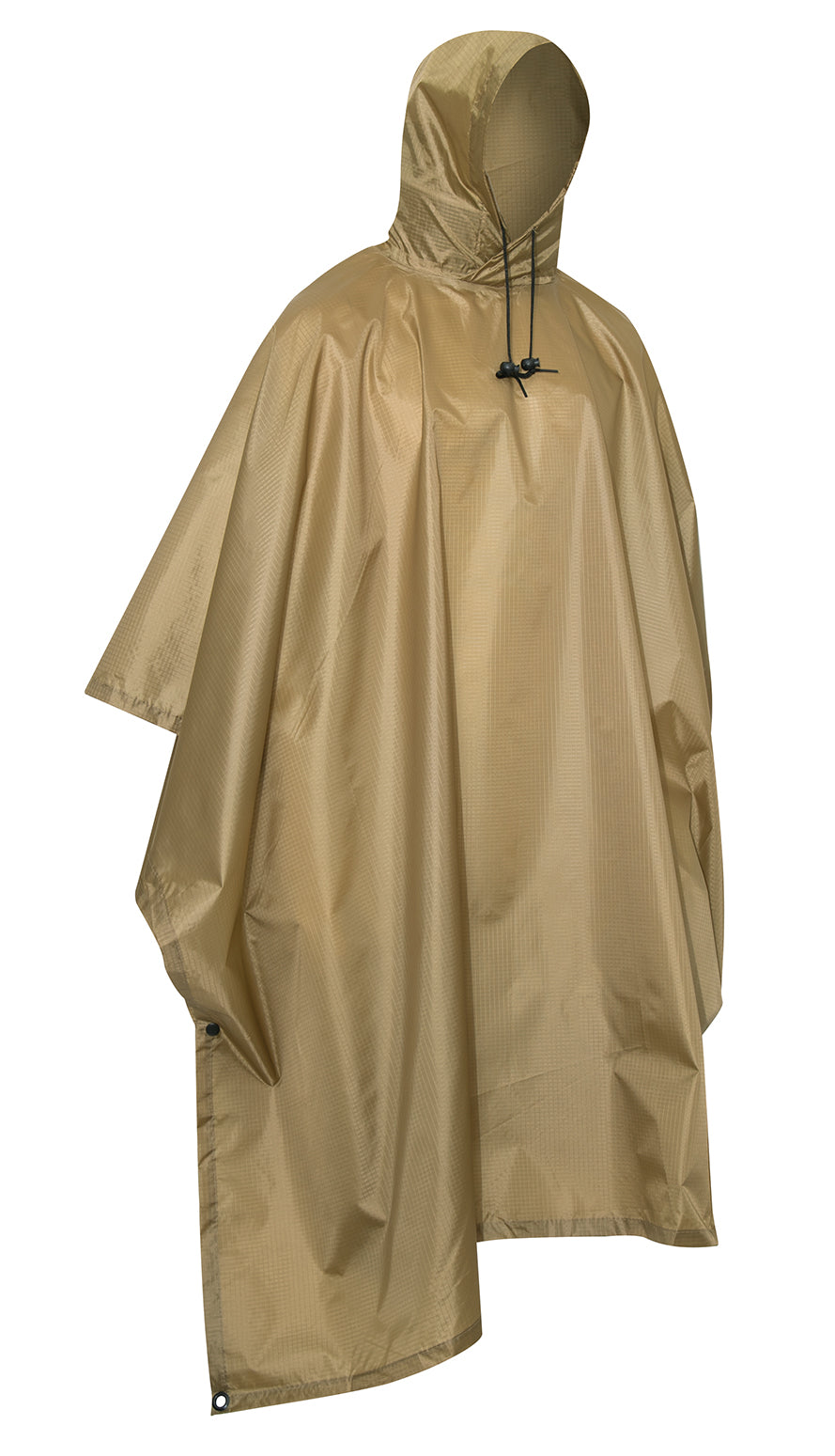 Coyote Brown G.I. Type Rip-Stop Pullover Rain Poncho With Hood