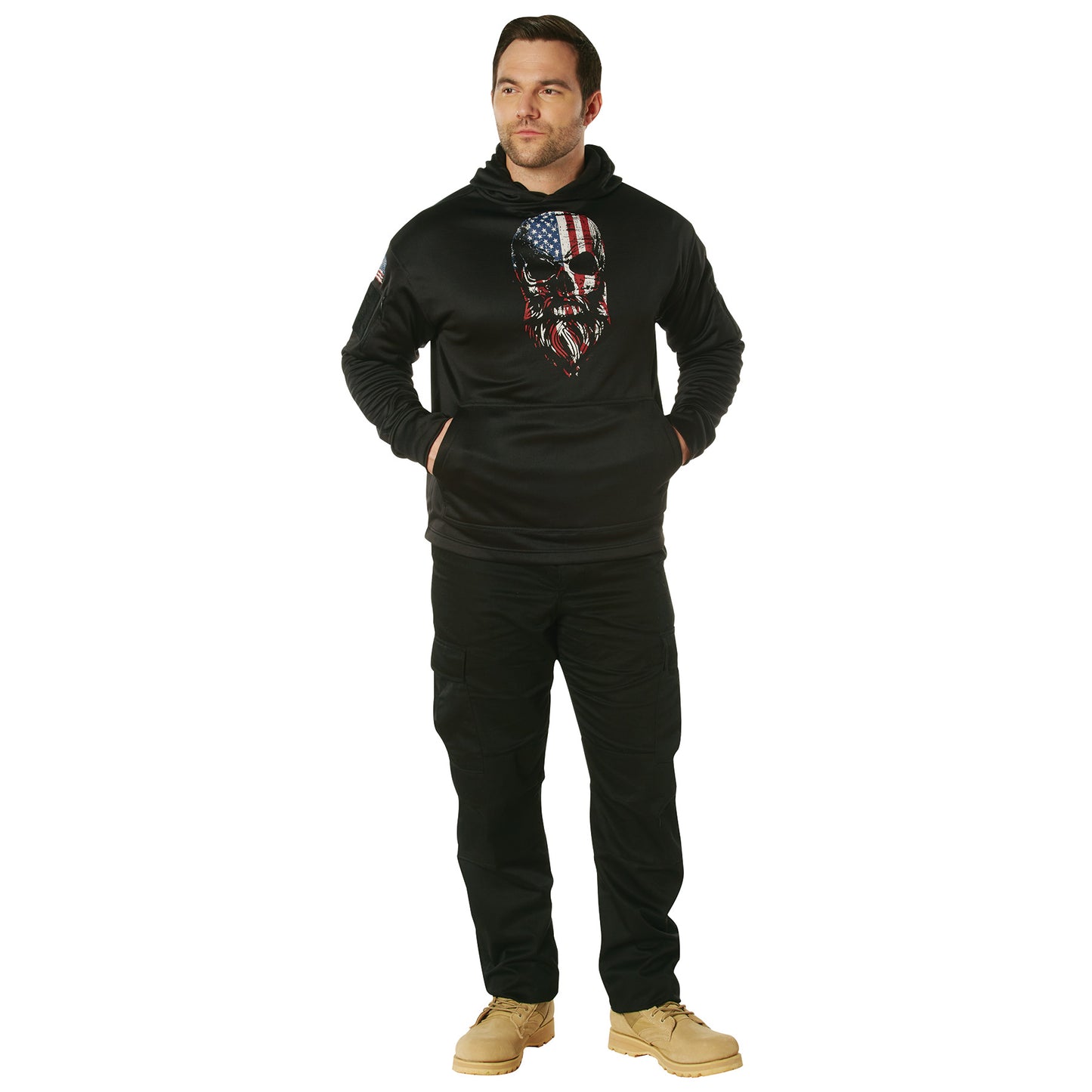 Rothco Bearded Skull Concealed Carry Hoodie in Black Men's CCW Hooded Sweatshirt