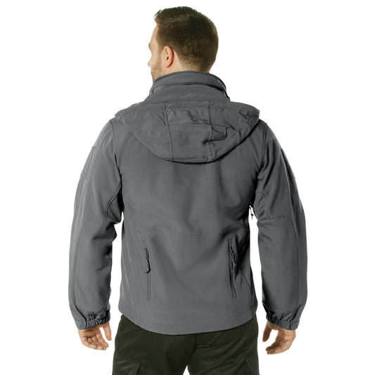 Men's Gunmetal Grey Concealed Carry Soft Shell Jacket w/ Removable Hood
