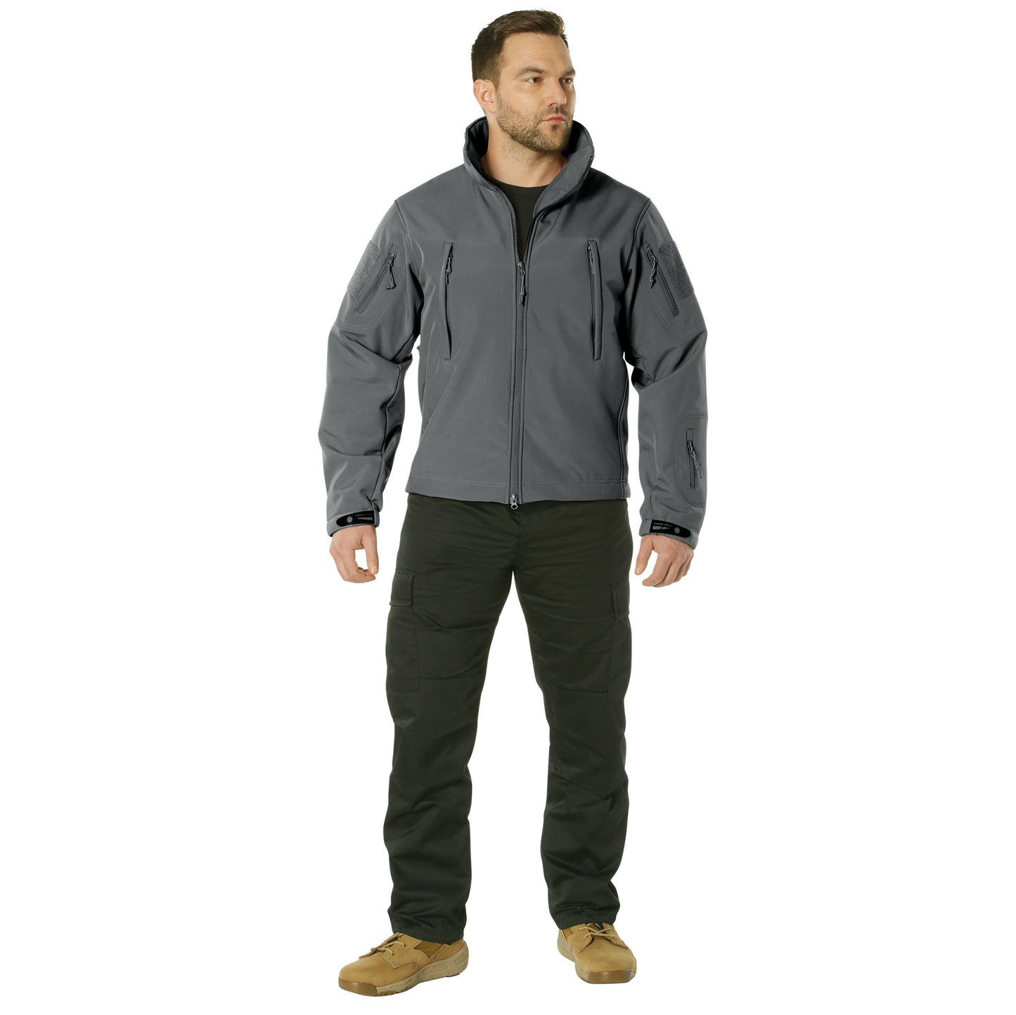 Men's Gunmetal Grey Concealed Carry Soft Shell Jacket w/ Removable Hood