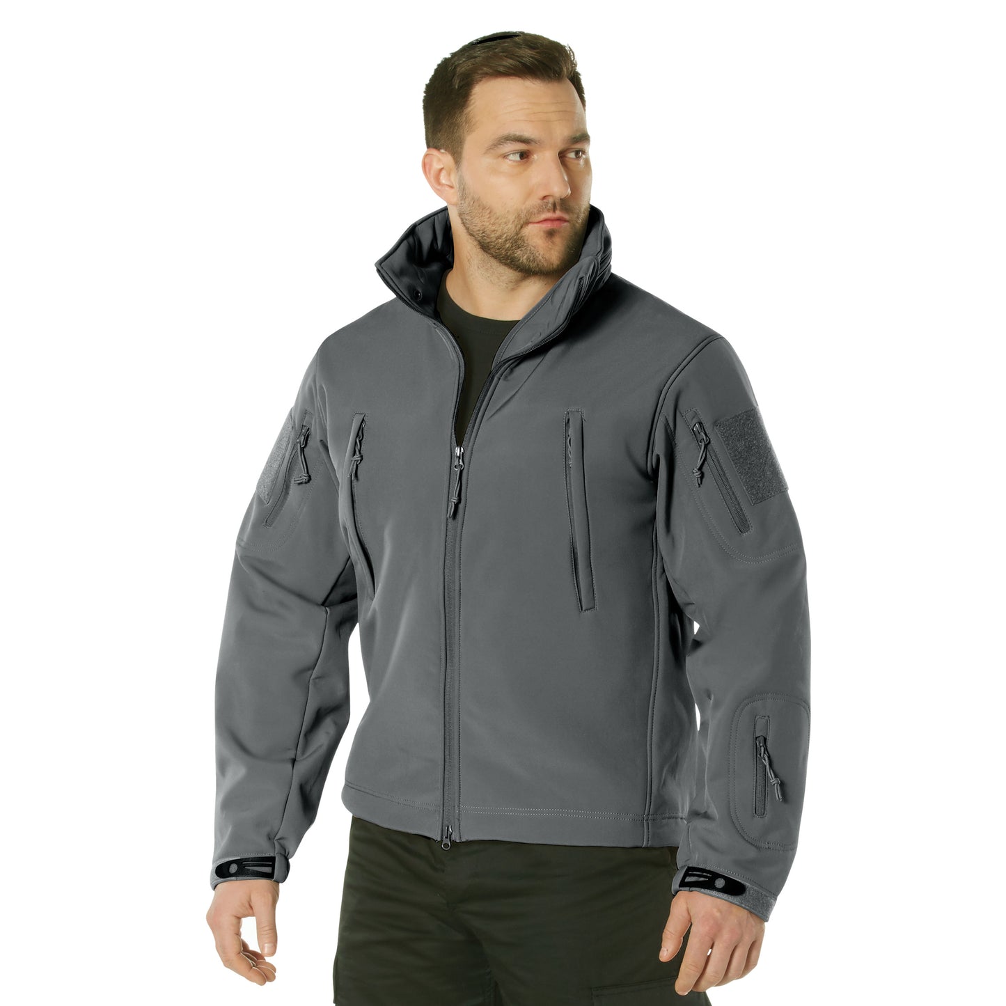 Men's Gunmetal Grey Concealed Carry Soft Shell Jacket w/ Removable Hood