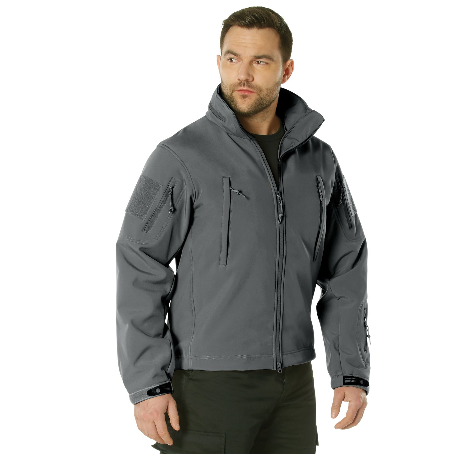 Men's Gunmetal Grey Concealed Carry Soft Shell Jacket w/ Removable Hood
