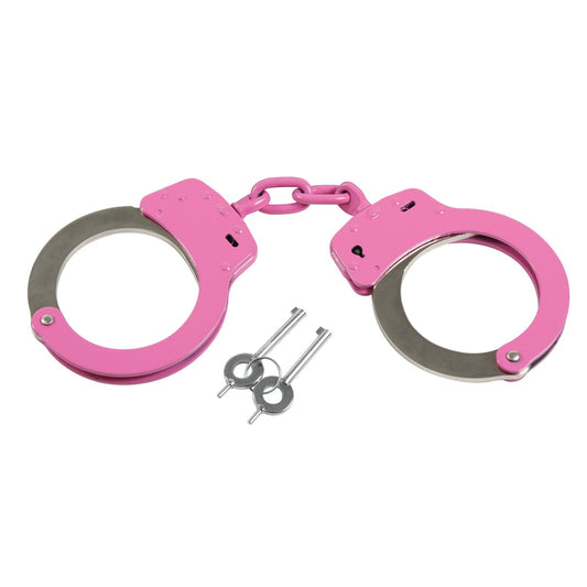 Pink Double-Lock Handcuffs With Belt Loop Pouch - Includes Two Keys