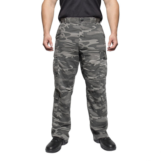 Men's Black Camo Paratrooper Fatigues - Rothco Vintage Style Camo Pants