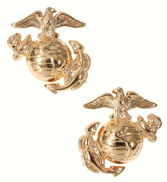 Gold Marine Corps Globe & Anchor Insignia Pins - Officially Licensed, US Made