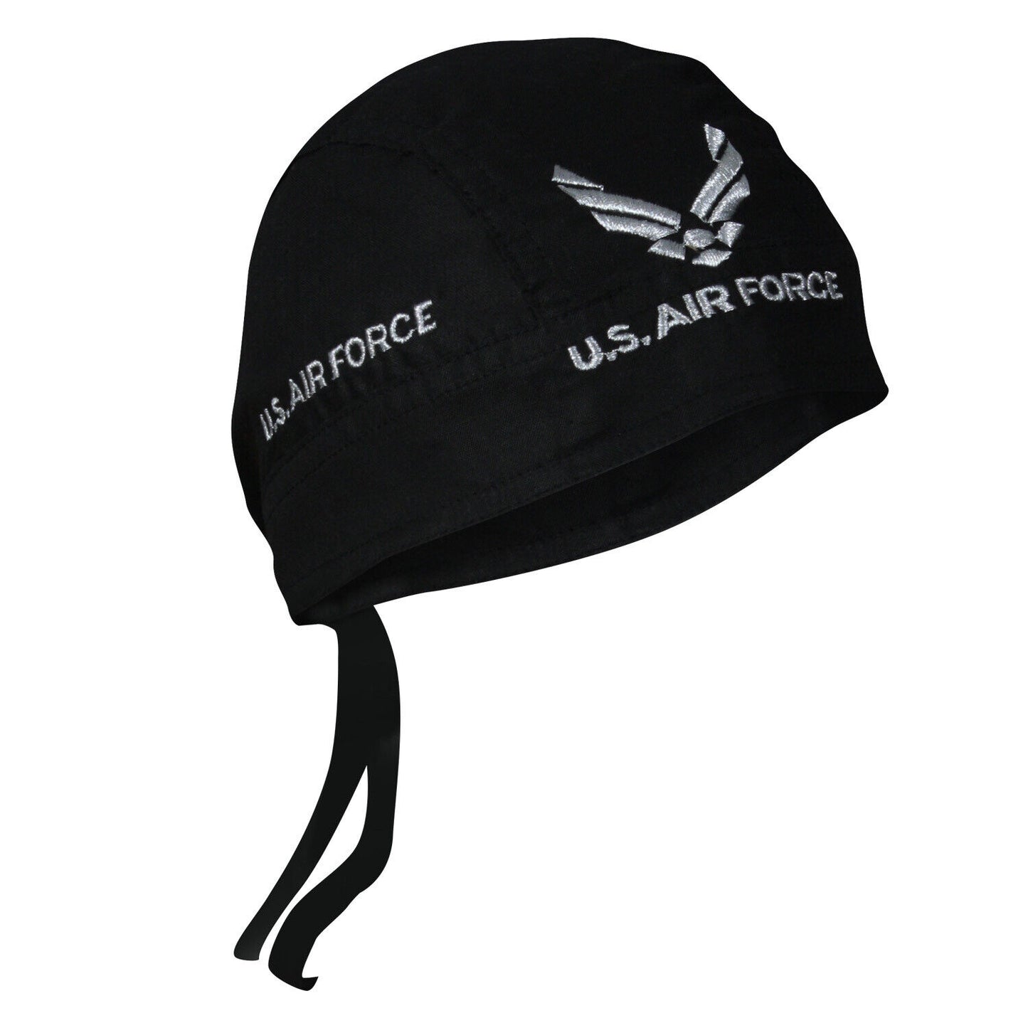 Black U.S. Air Force Headwrap Biker Cap With Ties Cotton